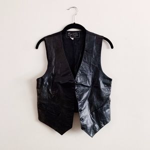 Vintage Black Leather Vest